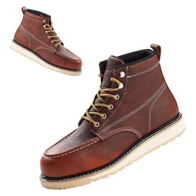 VEVOR Steel Toe Work Boots, US Size 8.5, Waterproof Moc Toe Work Boots for Men, Slip-Resistant Work Boot