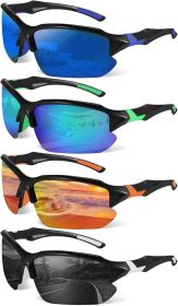 4 Pack Polarized Sports Sunglasses for Men Women Baseball Cycling Running Fishing UV Protection Sun Glasses Lightweight Half Frame Goggles