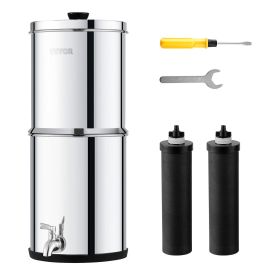 VEVOR Gravity-fed Water Filter System, 2.25G 304 Stainless-Steel Countertop System, Water Filtration System, Reduces Lead and up to 99% of Chlori