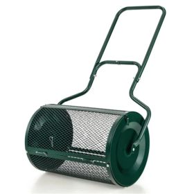 24-Inch Metal Mesh Compost Spreader With 2.7 Cu.ft Large Capacity, Heavy-Duty Rustproof Lawn Spreader For Peat Moss/Topsoil/Sand-Green (Option: Defaulttitle)