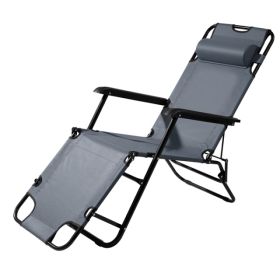 Portable Dual Purposes Extendable Folding Reclining Chair Grey (Option: Defaulttitle)