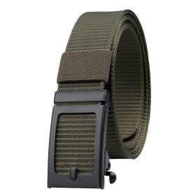 Men's Fashion Ratchet Belt Golf Belt; 1 3/8inch Quick Release Automatic Slide Buckle Nylon Web Webbing Belt For Outdoor Work; Military Tactical B (Color: Army Green, size: 3.4x125cm/1.34x49inch)
