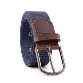 Military Men Belt Army Canvas Belts Adjustable Belt Unisex Outdoor Travel Tactical Waist Belt with Plastic Buckle for Pants110cm (Color: Navy Blue)